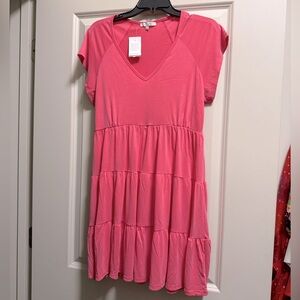 Pink Babydoll Tier Dress size L NWT